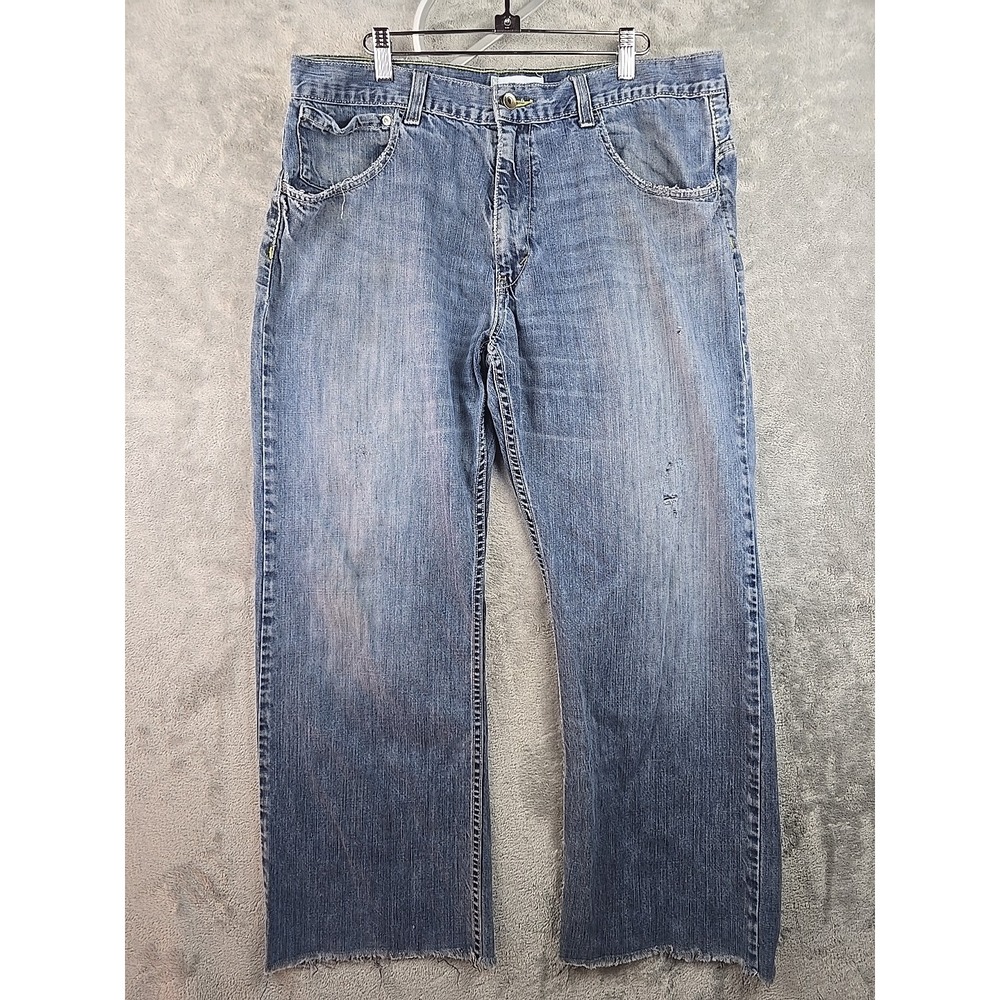 Levi's Silver Tab Jeans Mens‎ Fit 36x27 Blue Distressed True Boot Straight